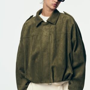 Zara Olive Bomber Jacket